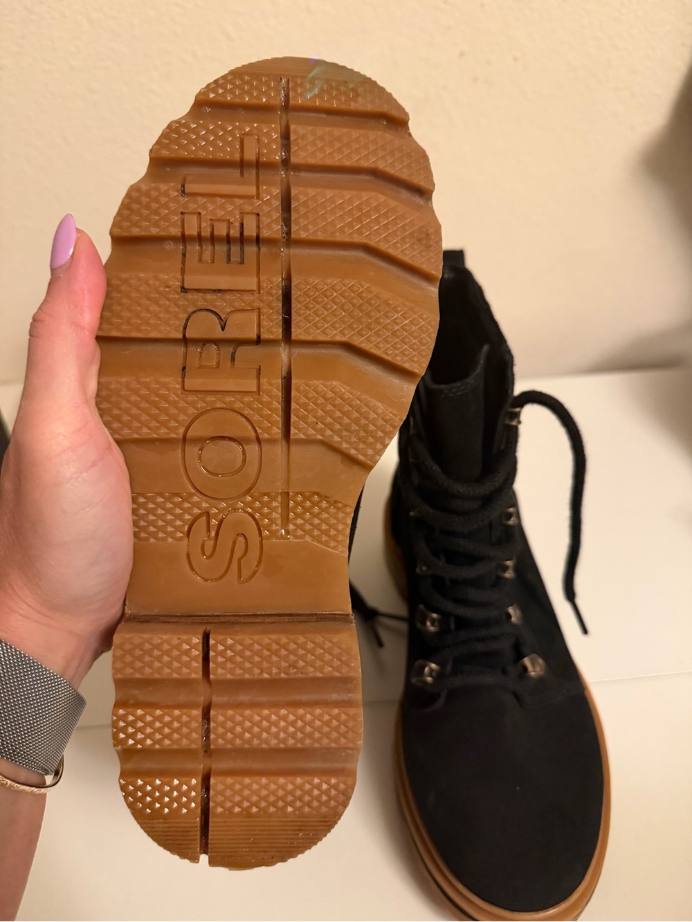 SOREL Women's Lennox Lace Waterproof Boots Black Suede Leather Size 7.5 - Picture 8 of 8